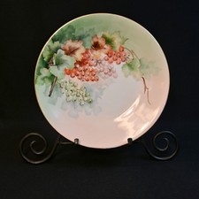 JPL Pouyat Limoges Plate 9 1/4" Hand Painted Red Gooseberries w/Gold 1890-1932