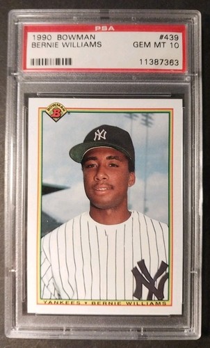 BERNIE WILLIAMS 1990 BOWMAN MLB BASEBALL ROOKIE YANKEES #439 RC PSA 10