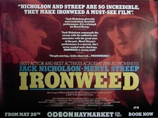 IRONWEED 1987 Jack Nicholson Meryl Streep Carroll Baker Tom Waits QUAD POSTER