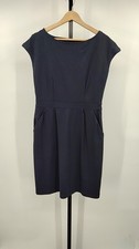 Quince Women Ultra-Stretch Ponte Cap Sleeve Dress Navy Basic Sleeved M