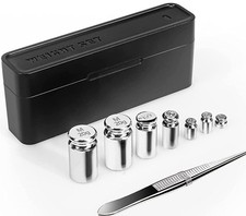 GRAM PRES Calibration Weight Set,1g 2g 5g 10g 20g with Tweezers Small, Silver