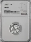 1943-S  10C  MERCURY SILVER DIME   NGC MS65 #8345182-071  SOME REVERSE TONING