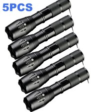 5 x Tactical 18650 Flashlight High Powered 5Modes Zoomable Aluminum