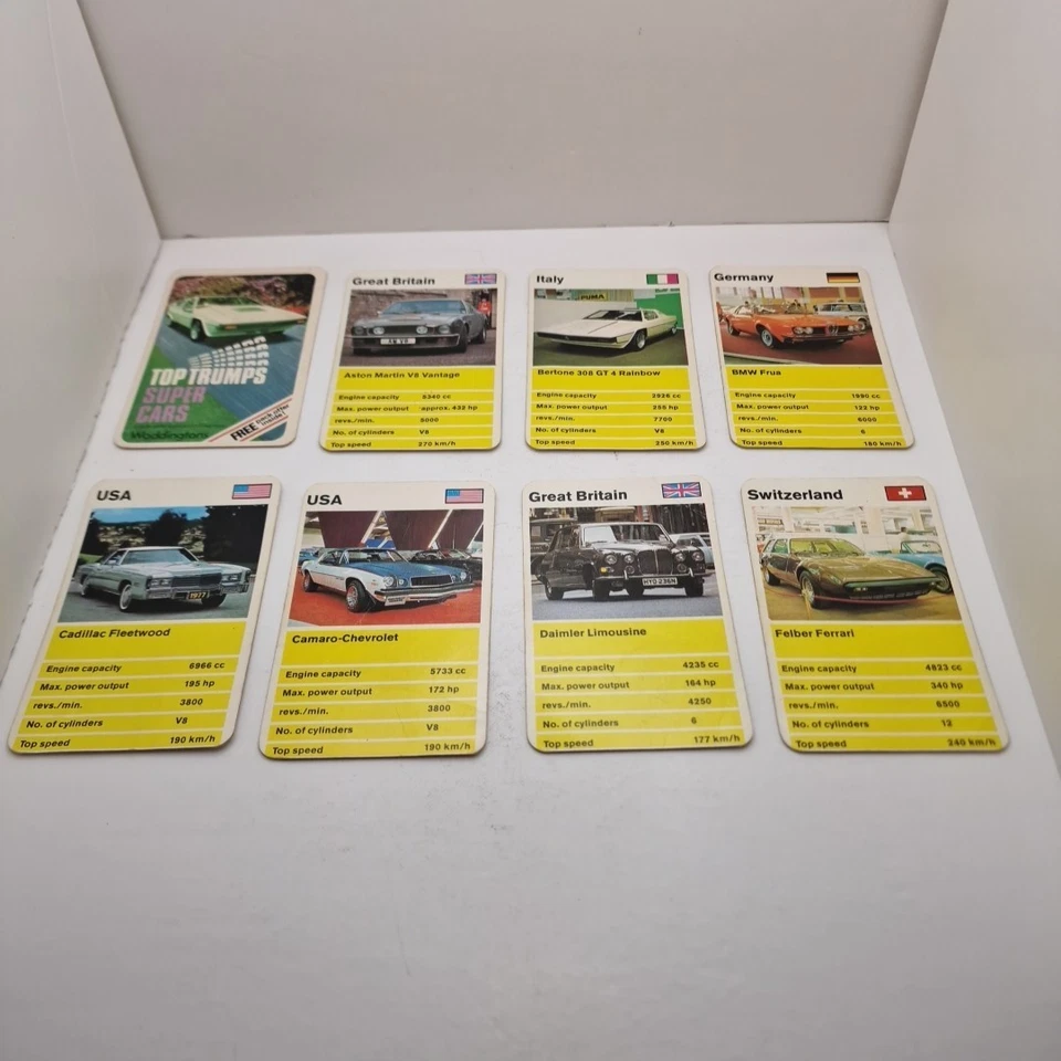 Vintage Waddingtons Top Trumps Universal Series 1982 Super Cars - Complete Deck - Image 3 of 4