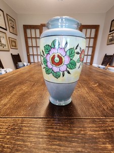 Japanese Lusterware Vase Art Deco Hand Painted Seiei & Co 8.5" Tall 5"Wide