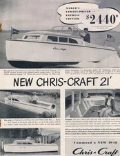 Magazine Ad - 1948 - Chris Craft Boats - Algonac, MI - 21' Express