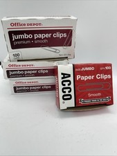 Jumbo Paper Clips, Smooth, 100 Clips/Box X 4 Boxes