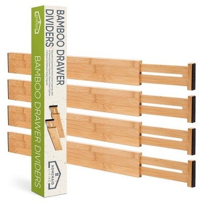 Bamboo Drawer Organizer Adjustable and Expandable - Ideal Drawer Dividers for...