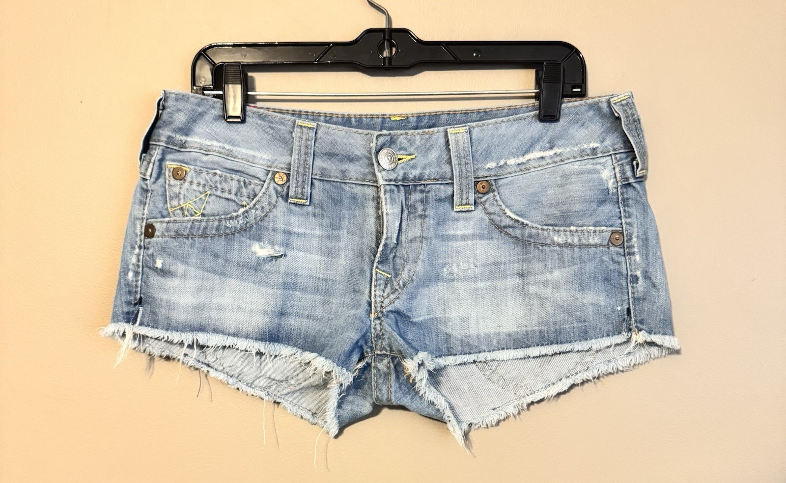 VINTAGE Y2K True Religion Denim Joey Cut Off Shortie Shorts Women’s 30 RARE TAG