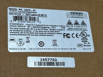 RED LION N-TRON 105FX-ST  5 PORT UNMANAGED 24VDC ETHERNET SWITCH *NEW IN BOX*