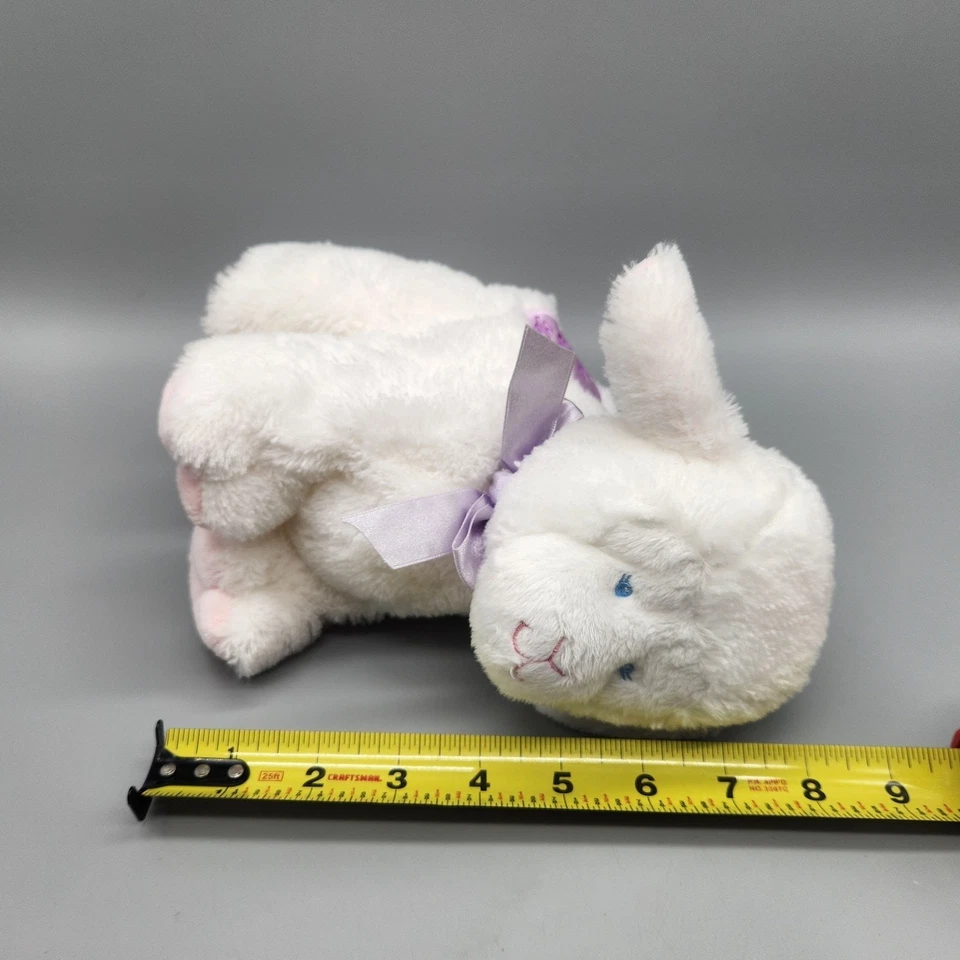 Baby Ganz Pelúcia de Cordeiro Jesus Loves Me Branco Roxo Cetim Coração Floppy Recheado HTF - Imagem 4 de 4