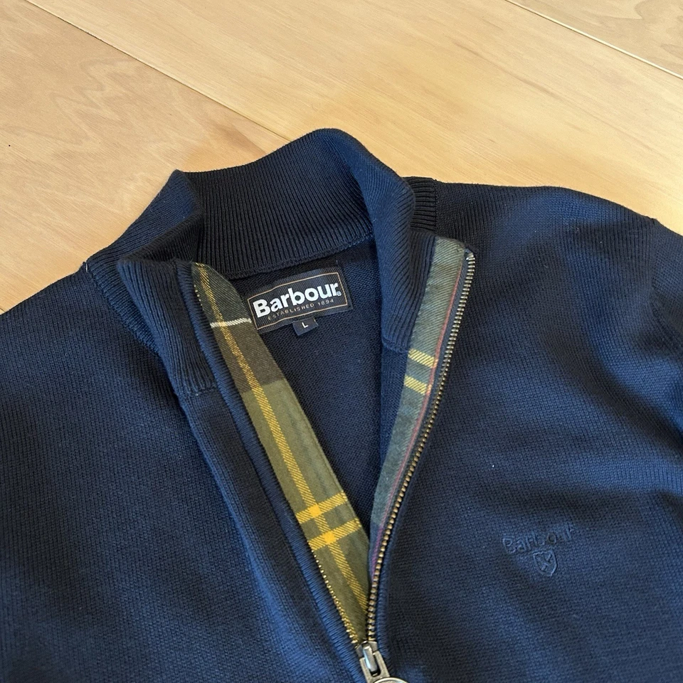 Barbour Half Zip Jumper Cotton Knit Sweater Men’s Large - Image 3 of 4