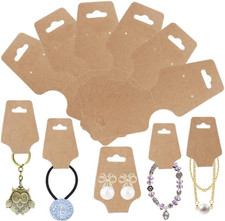 200 PCS Necklace Display Cards - Self Adhesive Kraft Paper Cards for Necklace...