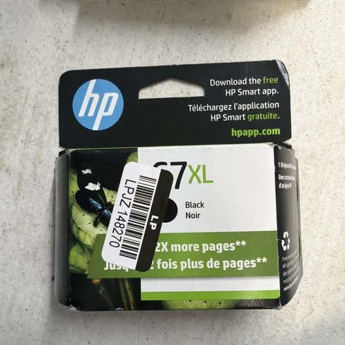 HP 67 XL OEM Genuine Black Ink Cartridge New Open Box Expires 2027