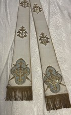 Stola Pastorale Sacerdotale Antica Ricamata A Mano Filo Oro