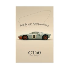 Ford GT40 Poster - Car Poster, Le Mans Racing, Vintage Motorsport Wall Art