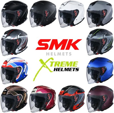 SMK GTJ Helmet Open Face Lightweight Moisture Wicking Inner Shield DOT XS-2XL
