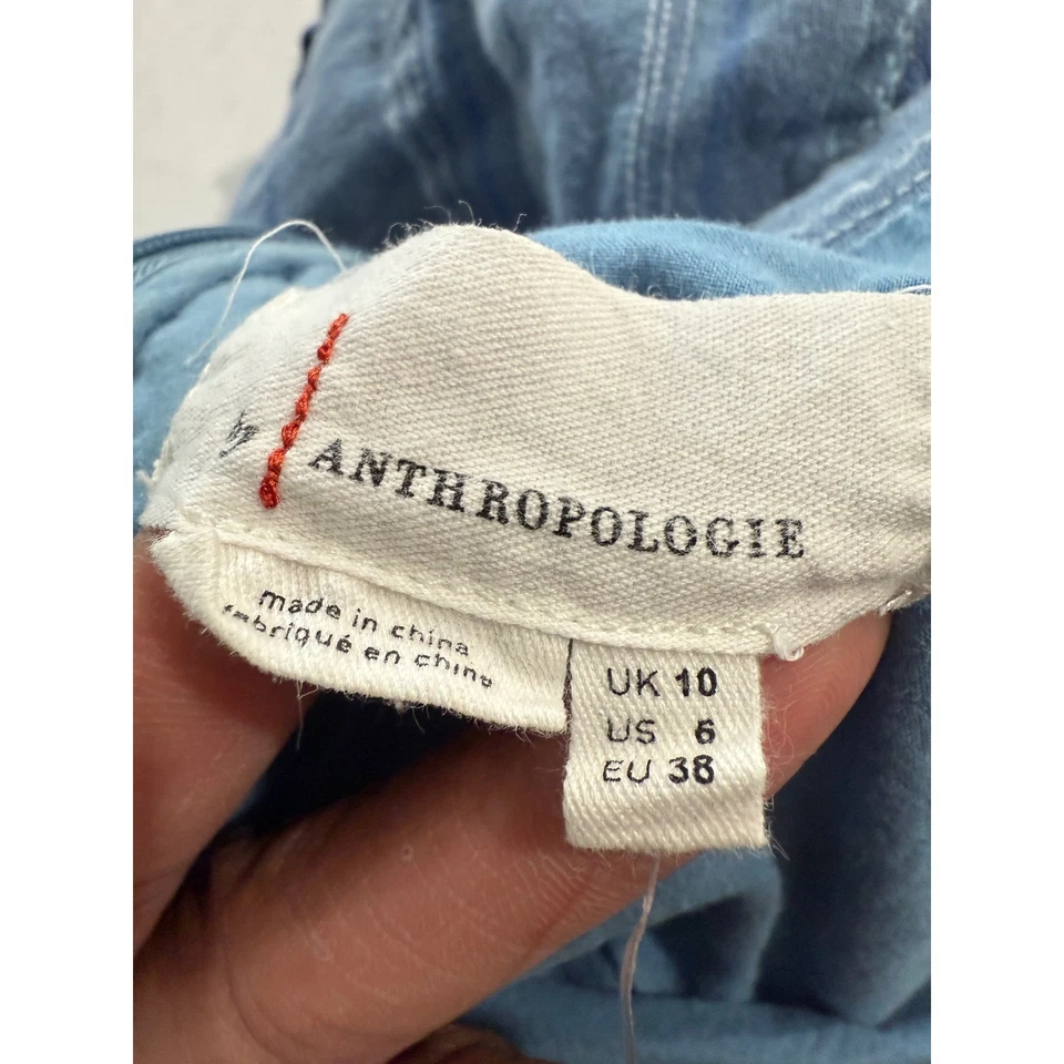 Mono Anthropologie a Rayas Pierna Ancha Corbata Frontal Sin Mangas Azul Boho Chic Foto 4 de 4