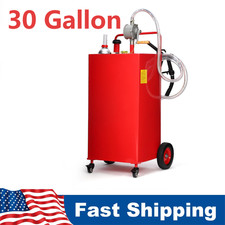Fuel Caddy Fuel Storage Tank 30 Gallon 4 Wheels W Manuel Pump Portable Gasoline