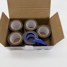 Clarsen One-Handed Parcel Tape Dispenser + 5 Rolls Brown Tape