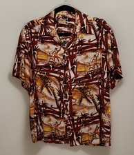 VTG 1950s Mcgregor Loop Collar Rayon Aloha Hawaiian Shirt Size ML Spearfisher
