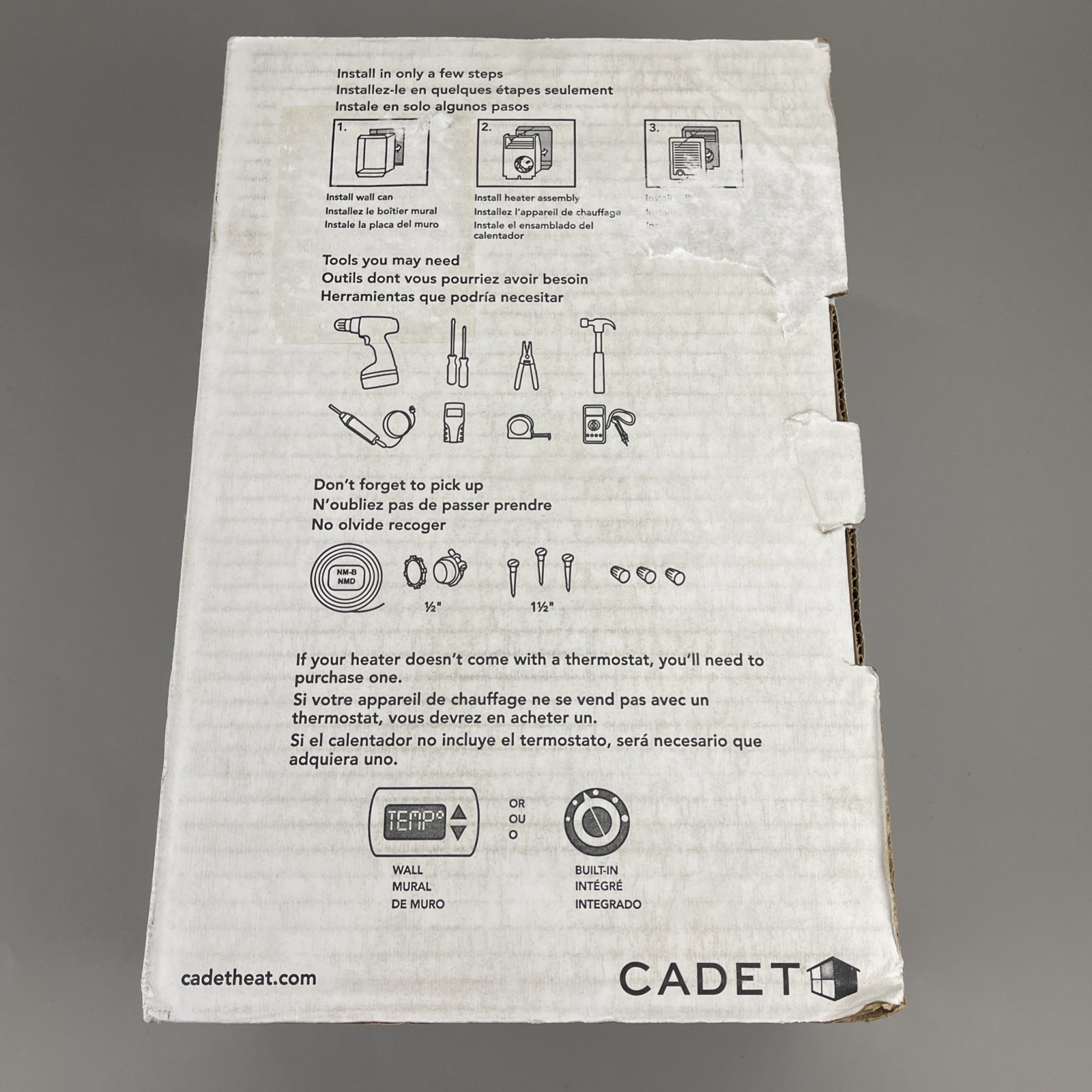 Cadet Com-Pak 67544 CSC202W Electric Wall Fan Heater 2000W 240V No Thermostat