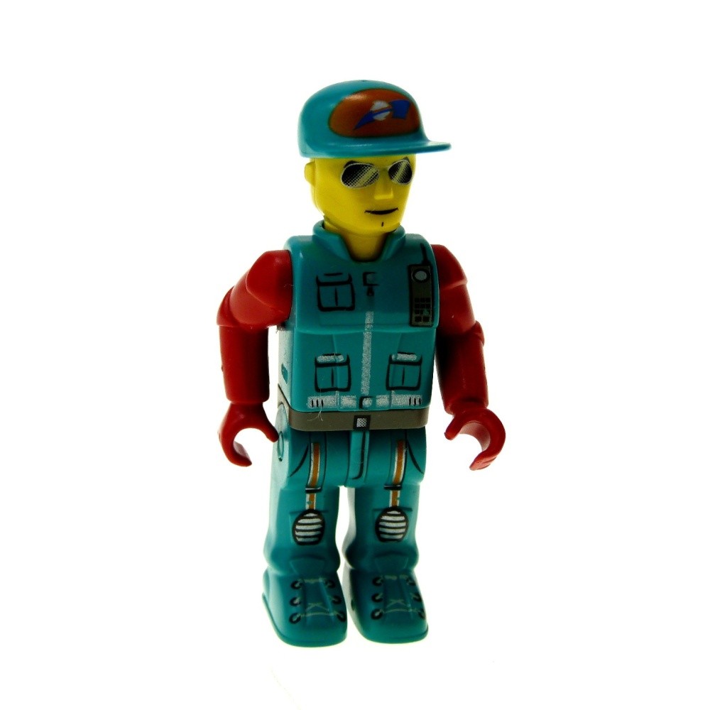 1x Lego Figure 4 Juniors Jack Stone Man Pilot Turquoise Red 4616 4613 js027
