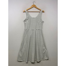 Nautical Preppy Old Navy Womens Size M White Black Striped Fit & Flare Dress