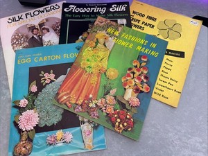 5 Vintage Crafting Flower Booklets Silk Egg Carton Crepe Paper Flower Making