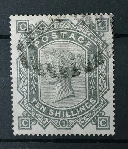 GB QUEEN VICTORIA SG 128 10S GREENISH GREY PL 1 FINE USED.