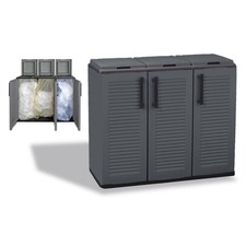 3-Fach Mülltrennsystem Garten Schrank Müllbox Trennsystem Müll Abfall Sack Eimer