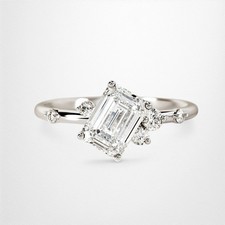 Designer Ring 1.20 Carat IGI Lab Created Emerald Diamond 18k White Gold E F VVS2