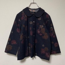 COMME des GARCONS Round Collar Wool Jacket Floral Print Size S