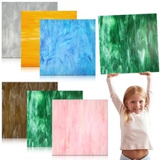 Landical 6 Pcs 12" x 12" Stained Sheets Glass Mosaic Art Paint for Colorful G...