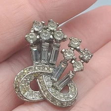 Vintage Trifari Sterling Dress Clip Rhinestone Small Signed