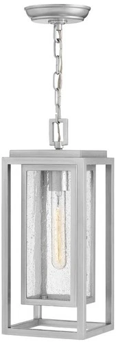 Republic 16 3/4" High Satin Nickel LED Outdoor Hanging Light - Picture 1 of 10
