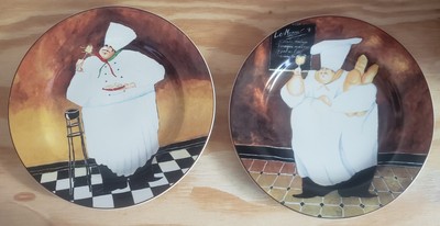 Set of 2 Sakura  Table Al Dente  Plates by Jennifer Garant   French Chef Bistro