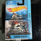 2012 HOT WHEELS MOTOR CYCLES  SCORCHIN’ SCOOTER WITH REMOVABLE SKELETON RIDER