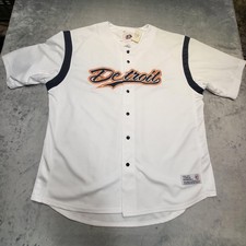 Detroit Tigers Baseball Jersey Mens 2XL White MLB Baseball Button Front Dynasty