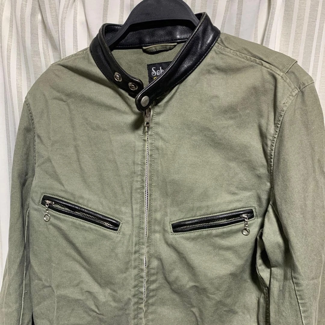 Chaqueta de cuero Schott combinación de un solo jinete M con desgaste y manchas