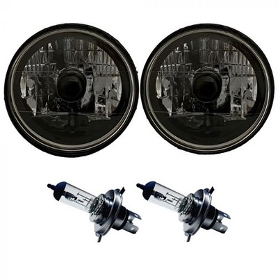 Redline Lumtronix 7'' Black Illusion White Diamond Headlight Pair Bronco 66-77...