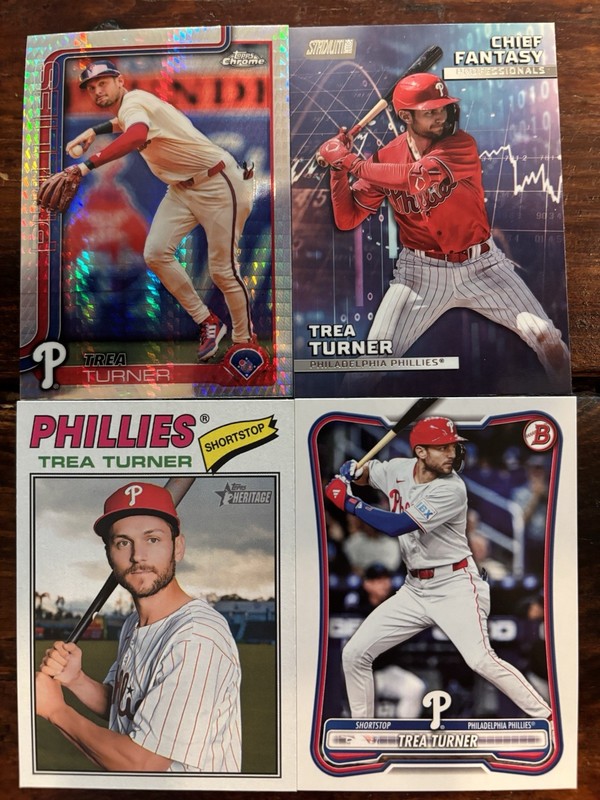 Trea Turner 4 Card LOT! Geometric Refractor / Chief Fantasy - Phillies