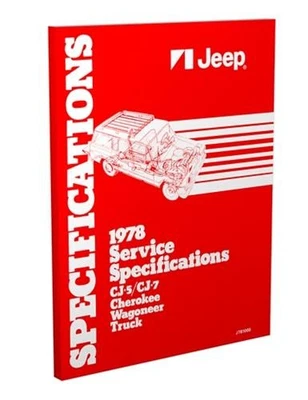 1978 Jeep Servicio Especificaciones Manual CJ 5CJ 7 Cherokee Wagoneer Camión - Imagen 1 de 4