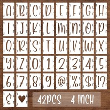 BAMIDELE 4 Inch Alphabet Letter Stencils, 42 Pcs Reusable Plastic Letters Num...