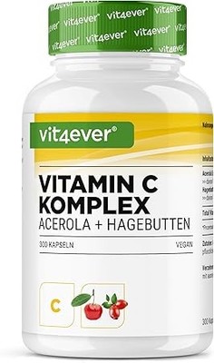 Natürlicher Vitamin C Komplex -300 Kapseln im 5 Monatsvorrat -Vegan -Hochdosiert