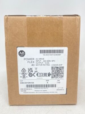 NEW Sealed Allen-Bradley 22B-D010N104 /A PowerFlex 40 AC Drive 4.0kW/5HP/7.02FW