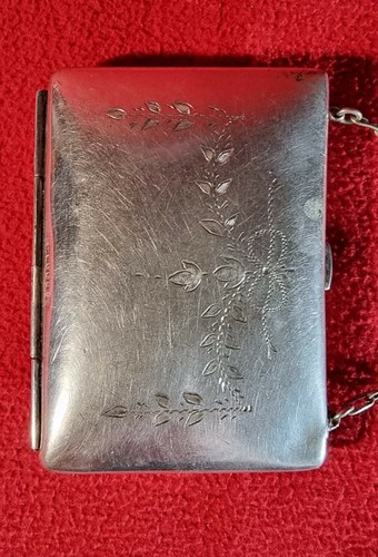 ANTIQUE SILVER PLATED EPNS LADIES COIN PURSE BAG WITH RING CHAIN FLORAL MOTIFS - 第 3/10 張圖片