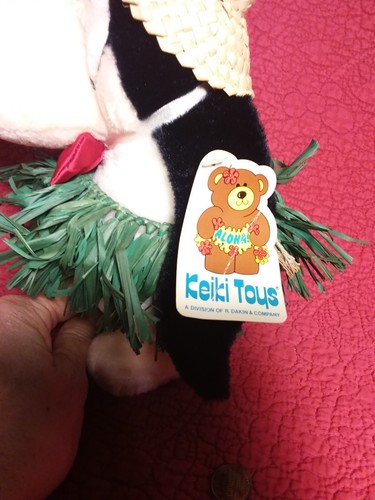 vtg 9" Dakin 1984 OPUS PENGUIN Hawaii Hula Skirt Hat plush stuffed w/ tag - Picture 2 of 6