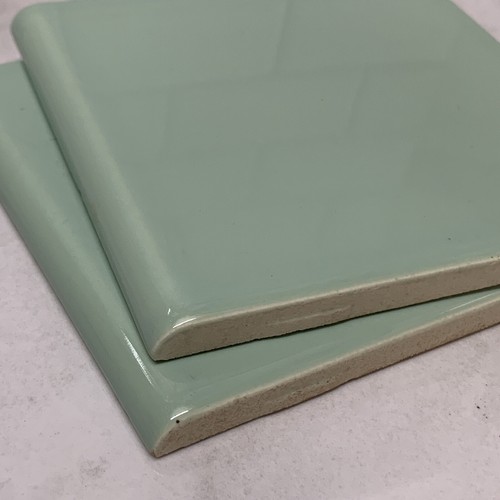 2pc ROUNDED Vtg Spring Green 4.25" Square Bathroom tile American Olean Ceramic - Picture 15 of 21