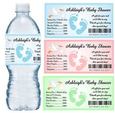 30 BABY SHOWER WATER BOTTLE LABELS PARTY FAVORS Waterproof Ink  Personalized
